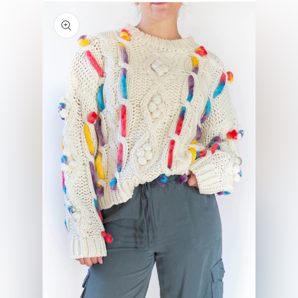 Urban Daizy Colorful Pom-Pom Knit Sweater NWTs - Picture 3 of 6